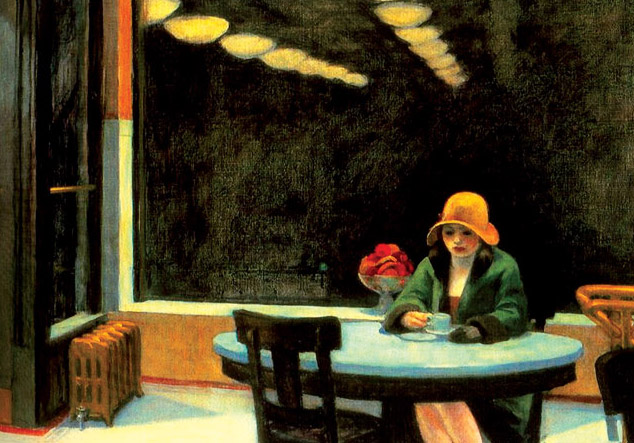 Automat by Edward Hopper Greetings Card - Click Image to Close